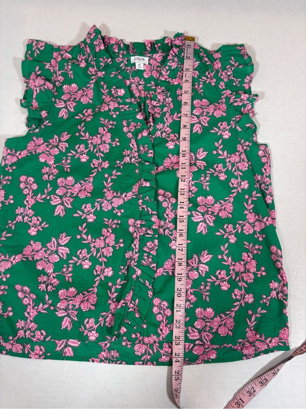 J.Crew Sleeveless ruffle top floral button up cotton medium - Picture 12 of 12